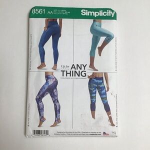 Simplicity Sewing Pattern 8561 Leggings Dance Yoga Seam Variations XS-XL NEW FF
